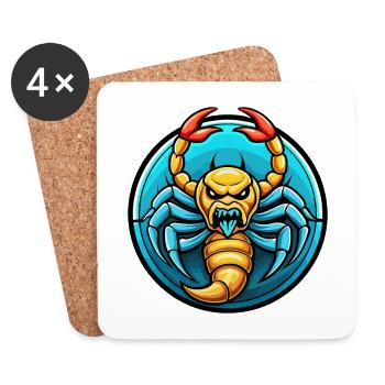 Scorpion coloré Kawaii Dessin animé Personnage Clipart - Dessous de verre (lot de 4) - blanc - Devant