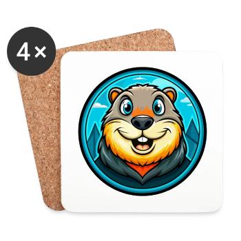 Marmot Colorful Kawaii Cartoon Character Clipart - Coasters (set of 4) - white - Front