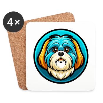Shih Tzu Hund Bunte Kawaii Cartoon Figur Haustier - Untersetzer (4er-Set) - Weiß - Vorne