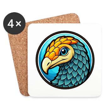 Pangolin coloré Kawaii Dessin animé Personnage Clipart - Dessous de verre (lot de 4) - blanc - Devant