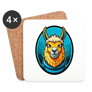 Lama coloré Kawaii Dessin animé Personnage Clipart - Dessous de verre (lot de 4) - blanc - Devant
