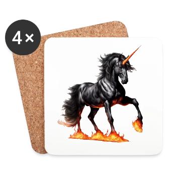 The Mighty Black Unicorn - Coasters (set of 4) - white - Front