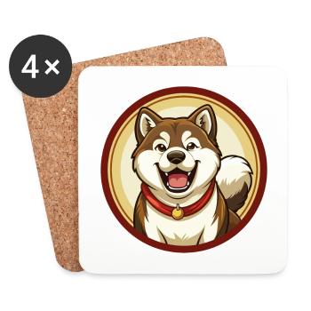 Akita Hund Bunt Kawaii Cartoon Figur Haustier - Untersetzer (4er-Set) - Weiß - Vorne