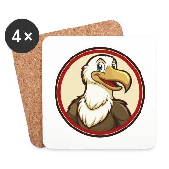 Albatross Colorful Kawaii Cartoon Character Pet - Coasters (set of 4) - white - Front
