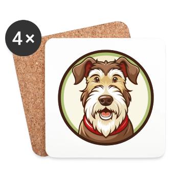 Airedale Terrier Hund Kawaii Zeichentrickfigur Haustier - Untersetzer (4er-Set) - Weiß - Vorne