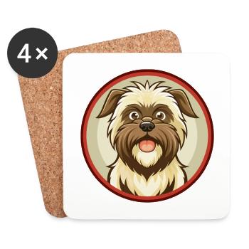 Affenpinscher chien coloré Kawaii dessin animé Clipart - Dessous de verre (lot de 4) - blanc - Devant