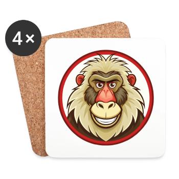 Baboon Colorful Kawaii Cartoon Character Clipart - Coasters (set of 4) - white - Front