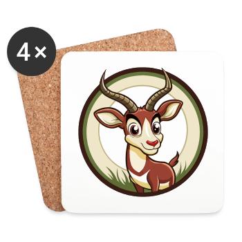 Antilope Bunte Kawaii Cartoon Figur Clipart - Untersetzer (4er-Set) - Weiß - Vorne