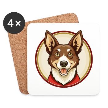 Australischer Kelpie Hund Kawaii Zeichentrickfigur Haustier - Untersetzer (4er-Set) - Weiß - Vorne