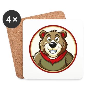 Bär Bunt Kawaii Cartoon Charakter Clipart Haustier - Untersetzer (4er-Set) - Weiß - Vorne