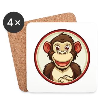 Bonobo Colorful Kawaii Cartoon Character Clipart - Coasters (set of 4) - white - Front