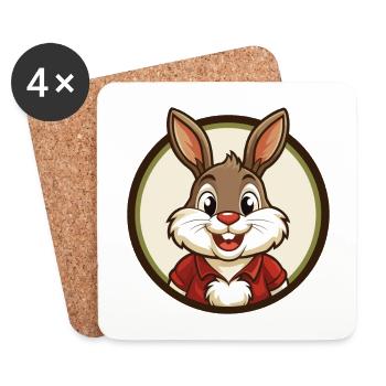 Lapin coloré Kawaii Dessin animé Personnage Clipart - Dessous de verre (lot de 4) - blanc - Devant