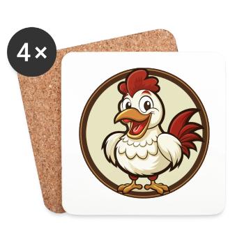 Chicken Colorful Kawaii Cartoon Character Clipart - Coasters (set of 4) - white - Front