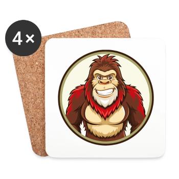 BigFoot coloré Kawaii Dessin animé Personnage Clipart - Dessous de verre (lot de 4) - blanc - Devant