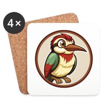 Bee Eater Colorful Kawaii Cartoon Character Pet - Coasters (set of 4) - white - Front
