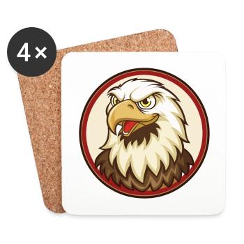Eagle Colorful Kawaii Cartoon Character Clipart - Coasters (set of 4) - white - Front