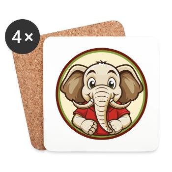 Elefant Bunte Kawaii Cartoon Figur Clipart - Untersetzer (4er-Set) - Weiß - Vorne