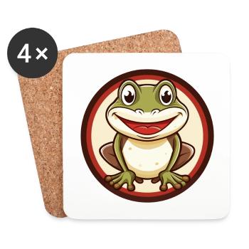 Frog Colorful Kawaii Cartoon Character Clipart Pet - Coasters (set of 4) - white - Front