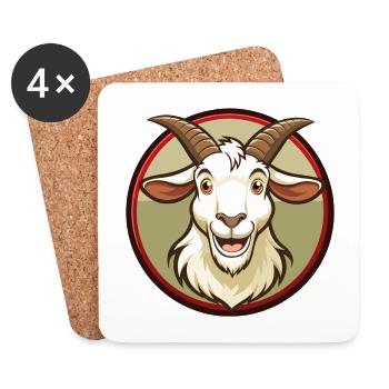 Goat Colorful Kawaii Cartoon Character Clipart Pet - Coasters (set of 4) - white - Front