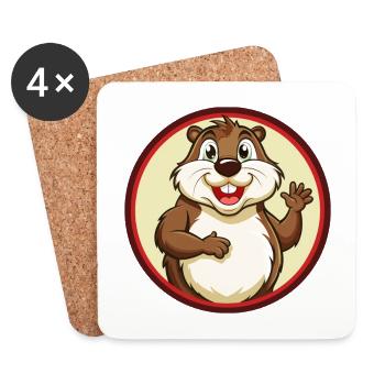 Gopher coloré Kawaii Dessin animé Personnage Clipart - Dessous de verre (lot de 4) - blanc - Devant