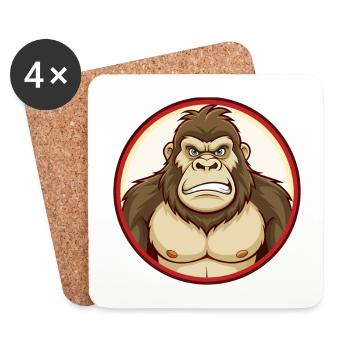 Gorilla Bunte Kawaii Cartoon Figur Clipart - Untersetzer (4er-Set) - Weiß - Vorne