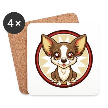 Chihuahua Dog Colorful Kawaii Cartoon Clipart Pet - Coasters (set of 4) - white - Front