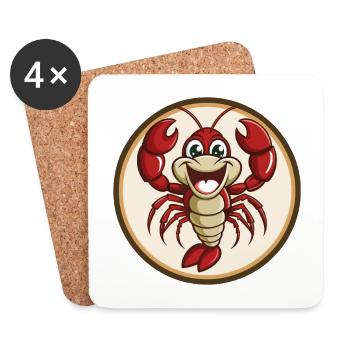 Craw coloré Kawaii dessin animé personnage Clipart Animal de compagnie - Dessous de verre (lot de 4) - blanc - Devant