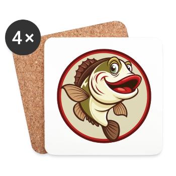 Fish Colorful Kawaii Cartoon Character Clipart Pet - Coasters (set of 4) - white - Front