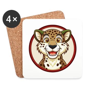 Cheetah Colorful Kawaii Cartoon Character Clipart - Coasters (set of 4) - white - Front