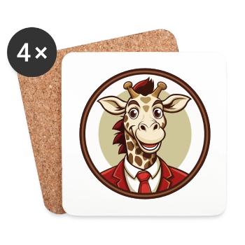 Giraffe Bunte Kawaii Cartoon Figur Clipart - Untersetzer (4er-Set) - Weiß - Vorne