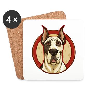 Deutsche Dogge Hund Bunte Kawaii Zeichentrickfigur - Untersetzer (4er-Set) - Weiß - Vorne
