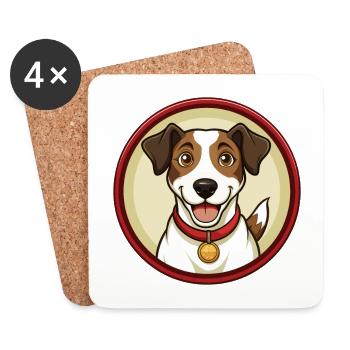 Jack Russell Terrier Hund Kawaii Cartoon Clipart - Untersetzer (4er-Set) - Weiß - Vorne