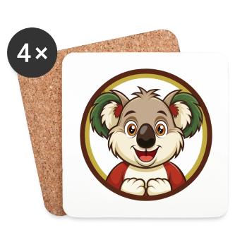 Koala Bunte Kawaii Cartoon Figur Clipart - Untersetzer (4er-Set) - Weiß - Vorne