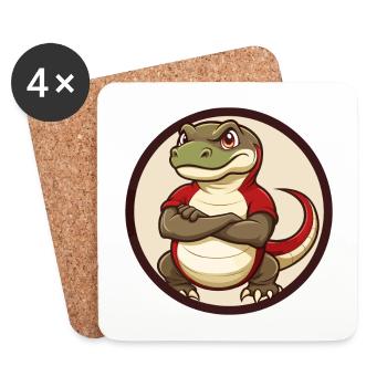 Komodo Dragon Colorful Kawaii Cartoon Clipart Pet - Coasters (set of 4) - white - Front