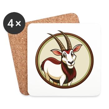 Oryx coloré Kawaii dessin animé personnage Clipart Animal de compagnie - Dessous de verre (lot de 4) - blanc - Devant