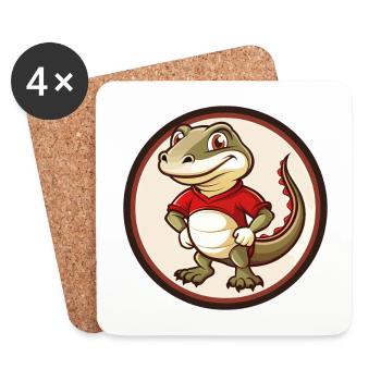 Lizard Colorful Kawaii Cartoon Character Clipart - Coasters (set of 4) - white - Front