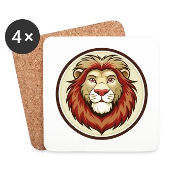 Lion coloré Kawaii Dessin animé Personnage Clipart Animal de compagnie - Dessous de verre (lot de 4) - blanc - Devant