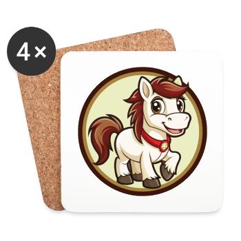 Pony Colorful Kawaii Cartoon Character Clipart Pet - Coasters (set of 4) - white - Front