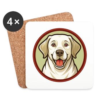 Labrador retriever chien Kawaii personnage de dessin animé - Dessous de verre (lot de 4) - blanc - Devant