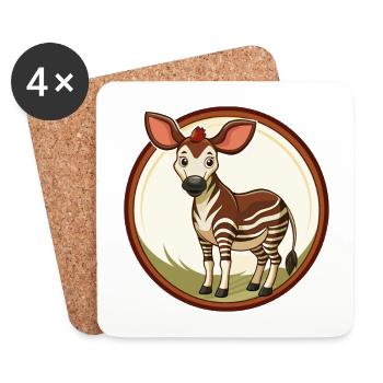 Okapi Colorful Kawaii Cartoon Character Clipart - Coasters (set of 4) - white - Front
