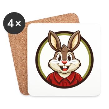 Lapin coloré Kawaii Dessin animé Personnage Clipart - Dessous de verre (lot de 4) - blanc - Devant
