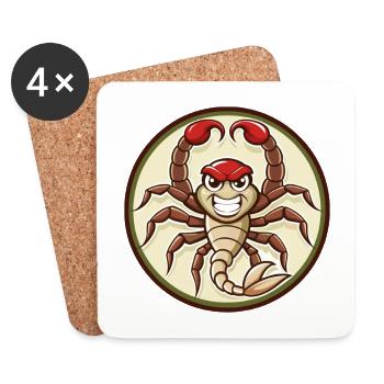 Scorpion coloré Kawaii Dessin animé Personnage Clipart - Dessous de verre (lot de 4) - blanc - Devant