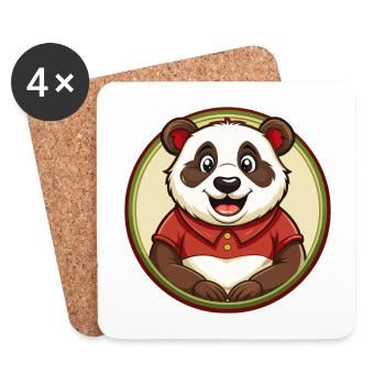 Panda Bunte Kawaii Cartoon Figur Clipart - Untersetzer (4er-Set) - Weiß - Vorne