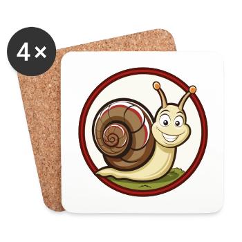 Escargot Coloré Kawaii Dessin Animé Personnage Clipart - Dessous de verre (lot de 4) - blanc - Devant