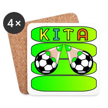 KITA FUßBALL NAMENSSCHILD - Untersetzer (4er-Set) - Weiß - Vorne
