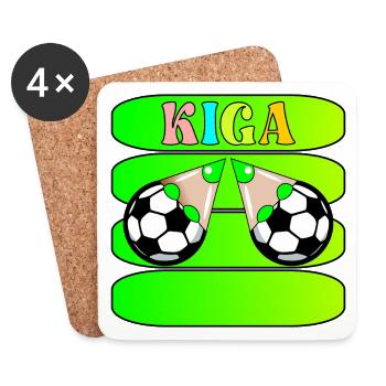 KINDERGARTENKINDER NAMENSSCHILD KIGA FUßBALL - Untersetzer (4er-Set) - Weiß - Vorne