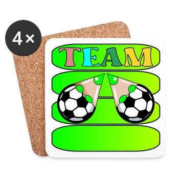 TEAM FOOTBALL TEAM NAME - Coasters (set of 4) - white - Front