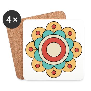 Niedliche und bunte Funky Blume - Untersetzer (4er-Set) - Weiß - Vorne