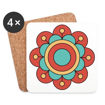 Niedliche und bunte Funky Blume - Untersetzer (4er-Set) - Weiß - Vorne