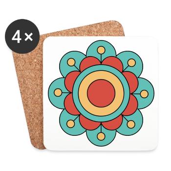 Niedliche und bunte Funky Blume - Untersetzer (4er-Set) - Weiß - Vorne